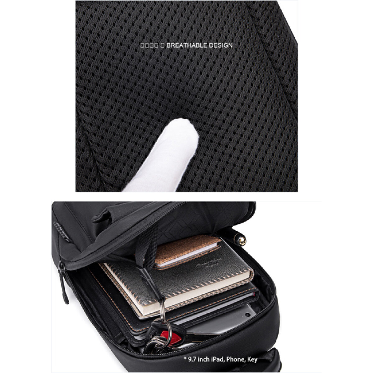 ARCTIC HUNTER τσάντα Crossbody XB00526 με θήκη tablet, 3L, μαύρη - Image 2