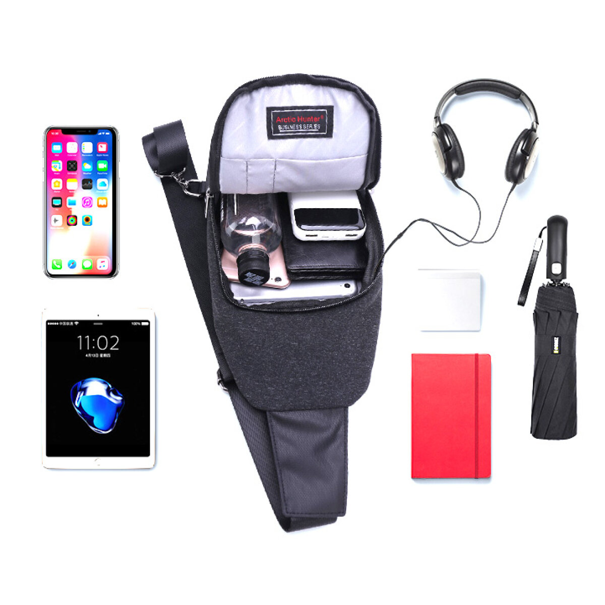 XB0058-BK-4 ARCTIC HUNTER τσάντα Crossbody XB0058, 5L, μαύρη - Image 2