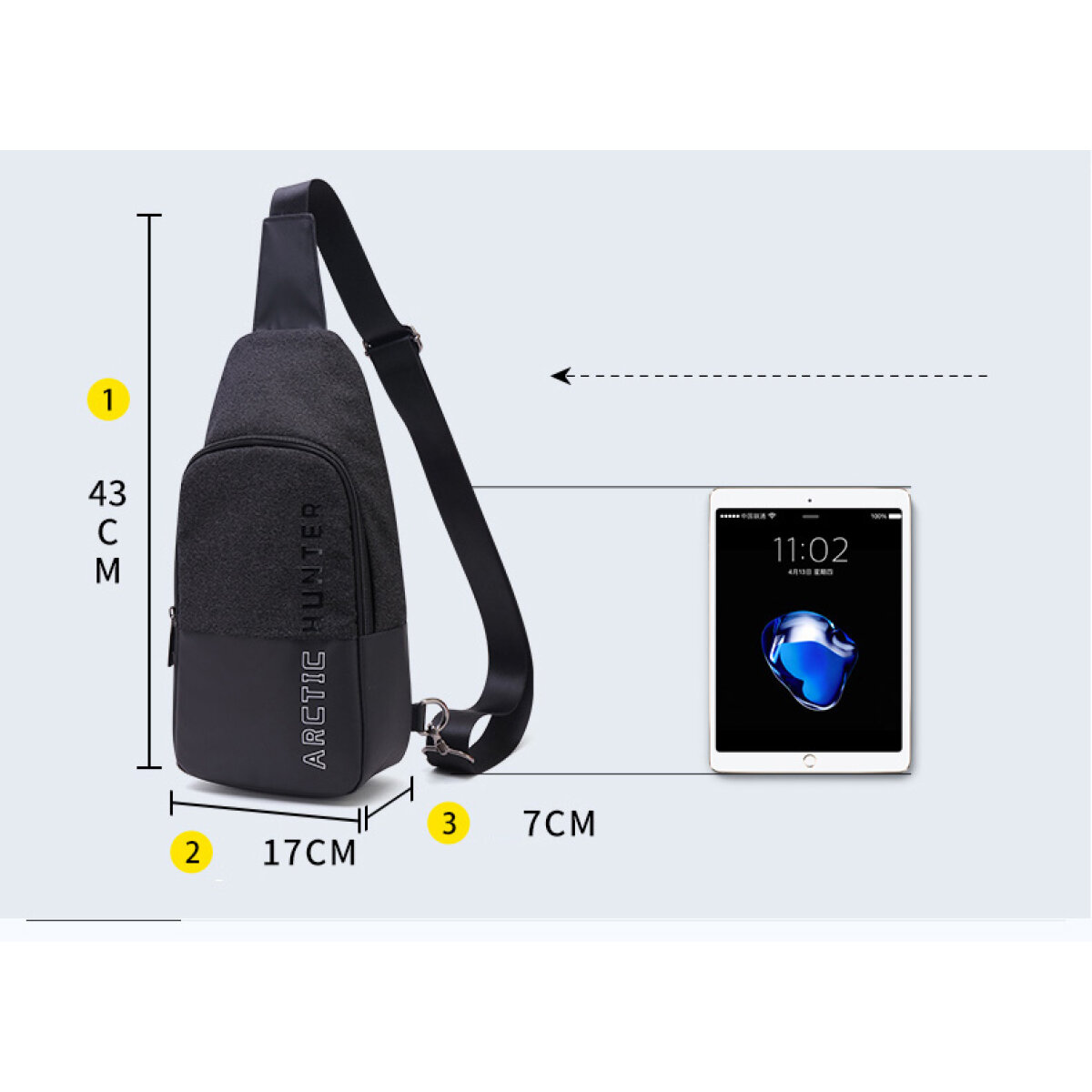 XB0058-BK-6 ARCTIC HUNTER τσάντα Crossbody XB0058, 5L, μαύρη - Image 6