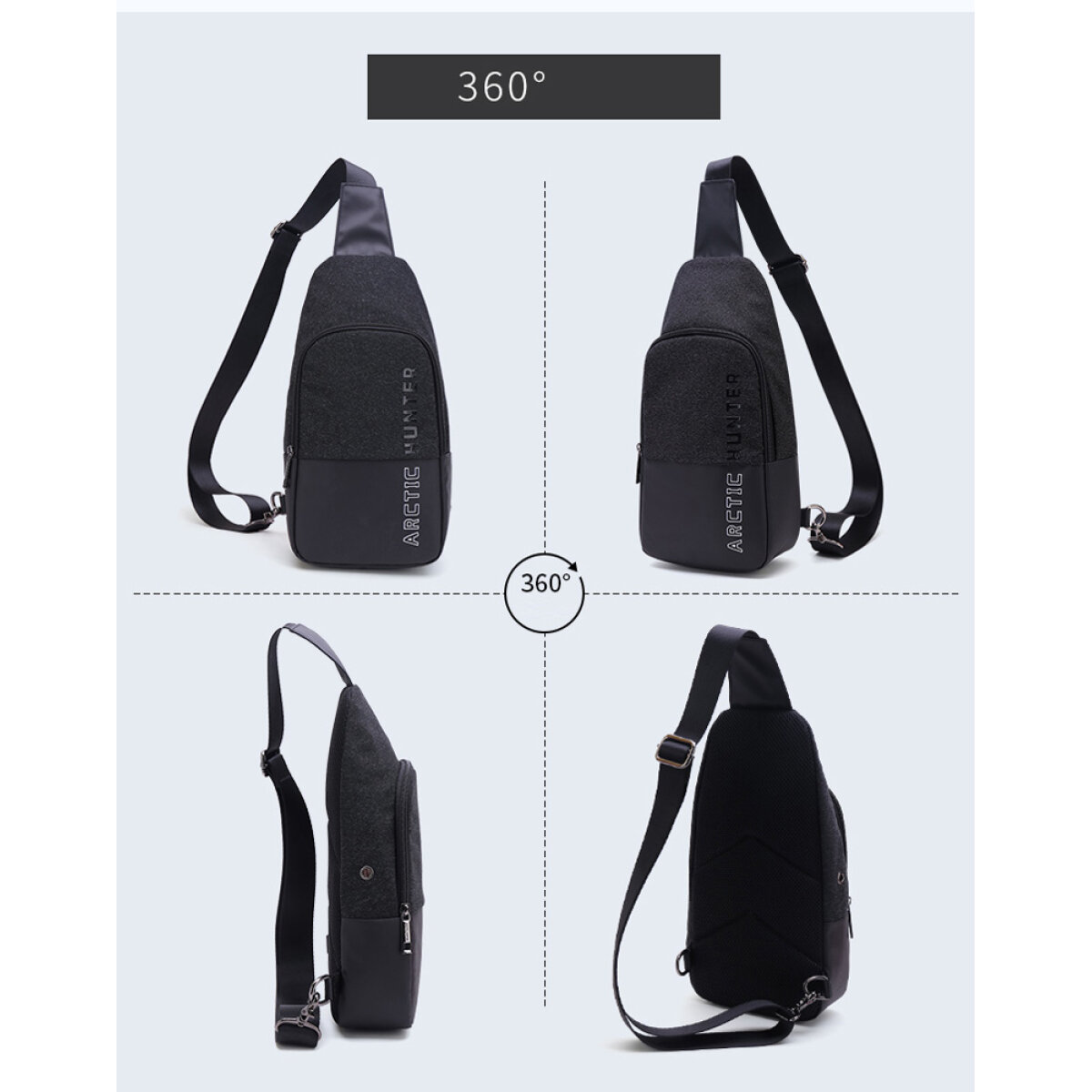 XB0058-BK-7 ARCTIC HUNTER τσάντα Crossbody XB0058, 5L, μαύρη - Image 7