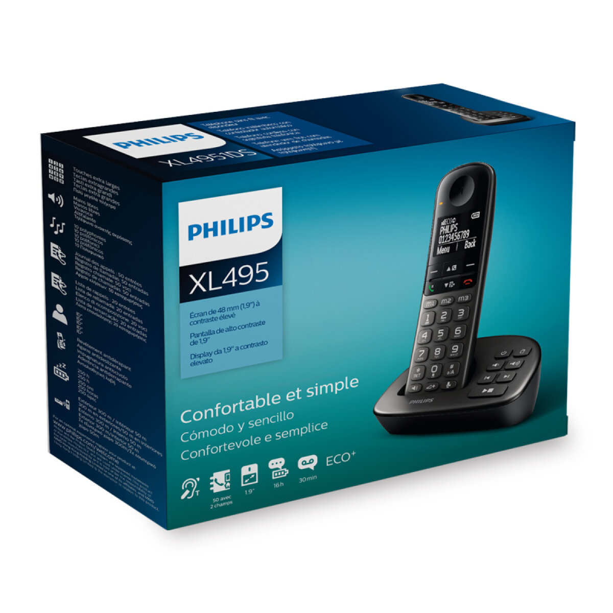 PHILIPS ασύρματο τηλέφωνο XL4951DS/34 ελληνικό μενού, τηλεφωνητής, μαύρο - Image 4