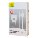 USAMS φορτιστής τοίχου T20 & καλώδιο Micro USB, 2x USB, 2.1A, λευκός - Image 5