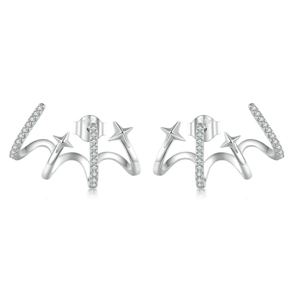 YIE223 BAMOER σκουλαρίκια καρφωτά YIE223 με κυβική ζιρκόνια, ασήμι 925, ασημί - Image 1