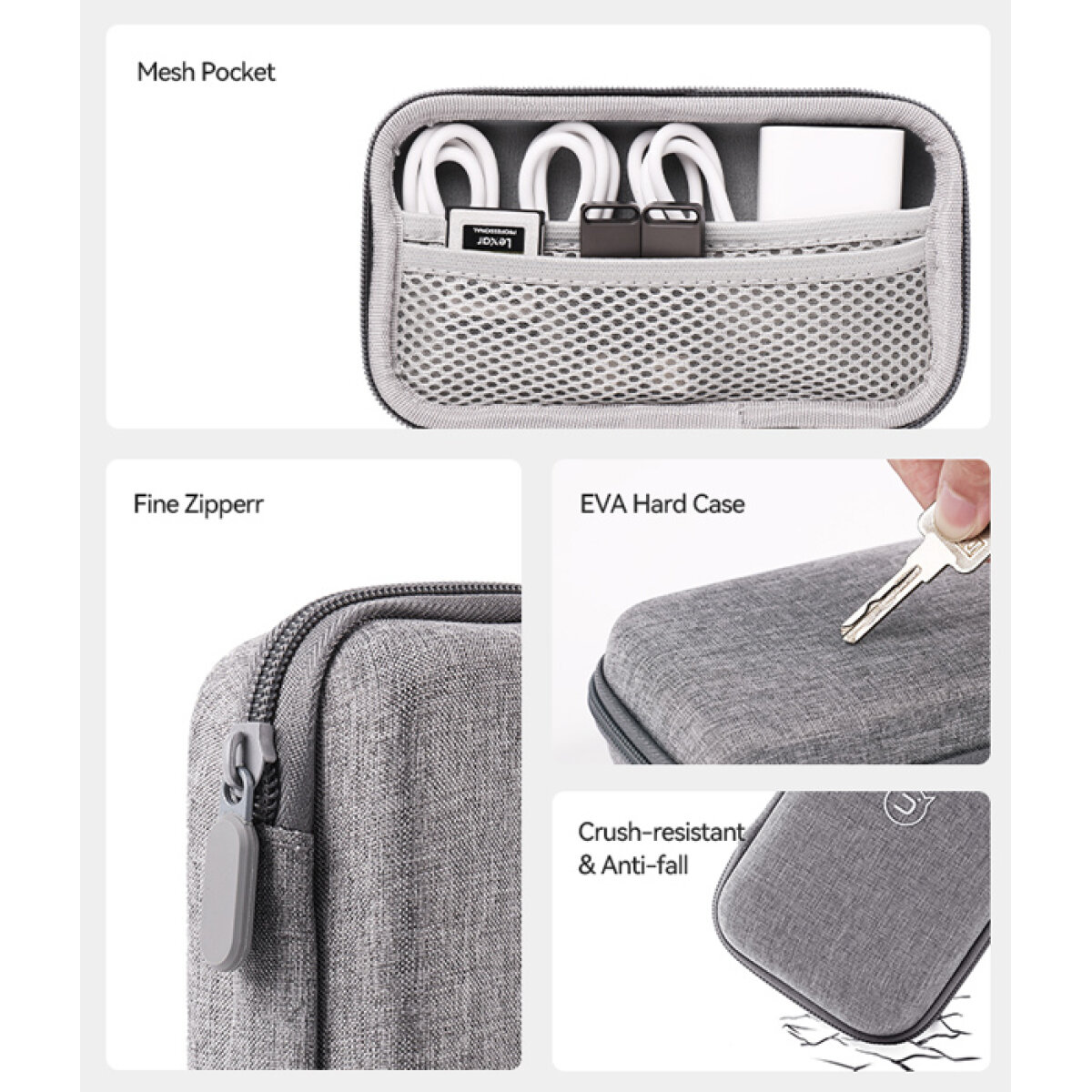 USAMS θήκη οργάνωσης αξεσουάρ US-ZB263, 18.1x10.2x5.3cm, γκρι - Image 3