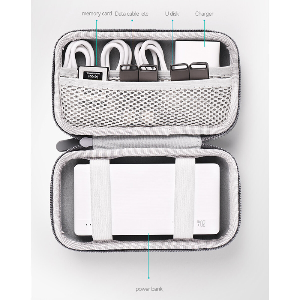 USAMS θήκη οργάνωσης αξεσουάρ US-ZB263, 18.1x10.2x5.3cm, γκρι - Image 2