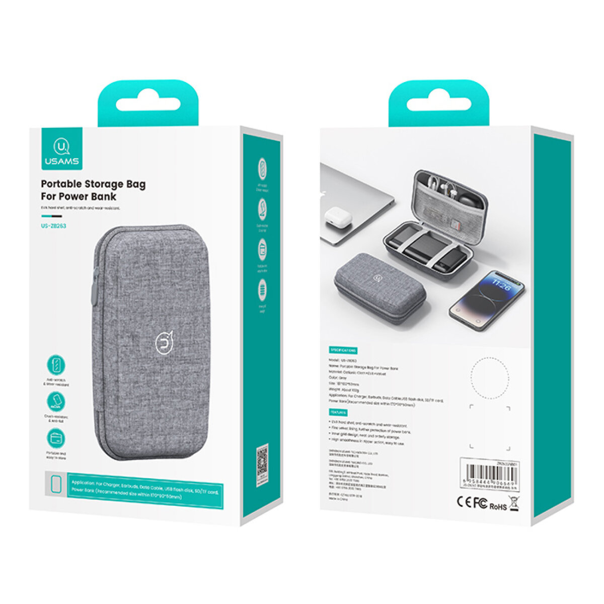 USAMS θήκη οργάνωσης αξεσουάρ US-ZB263, 18.1x10.2x5.3cm, γκρι - Image 6