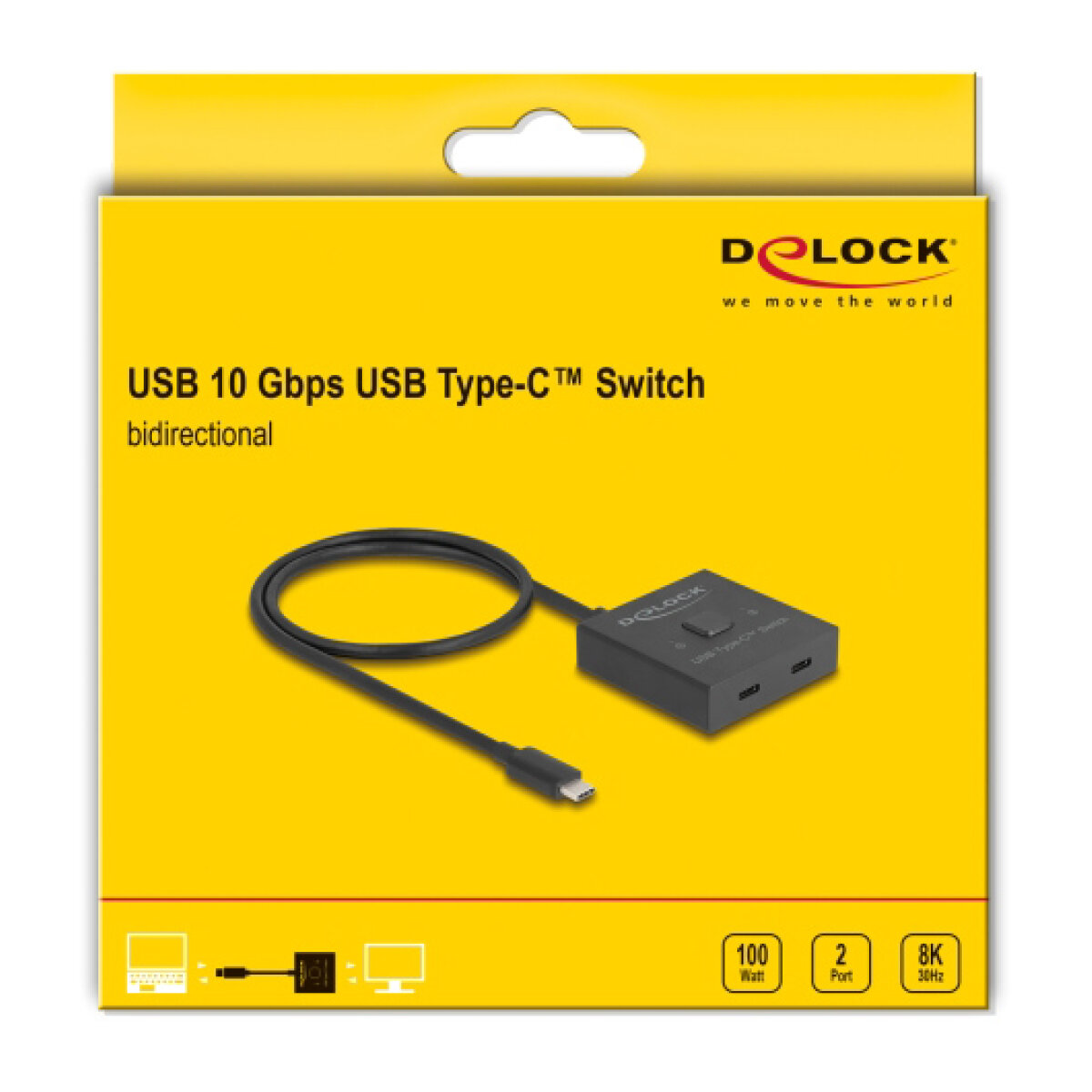 DELOCK USB-C switch 18911, 2 σε 1 bidirectional, 10Gbps, 8K, 100W, μαύρο - Image 5