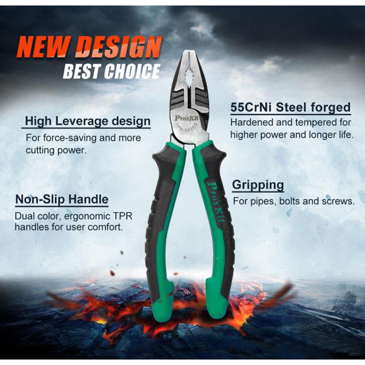 PROSKIT πένσα 1PK-052DS με αντιολισθητικές λαβές, 162mm - Image 3