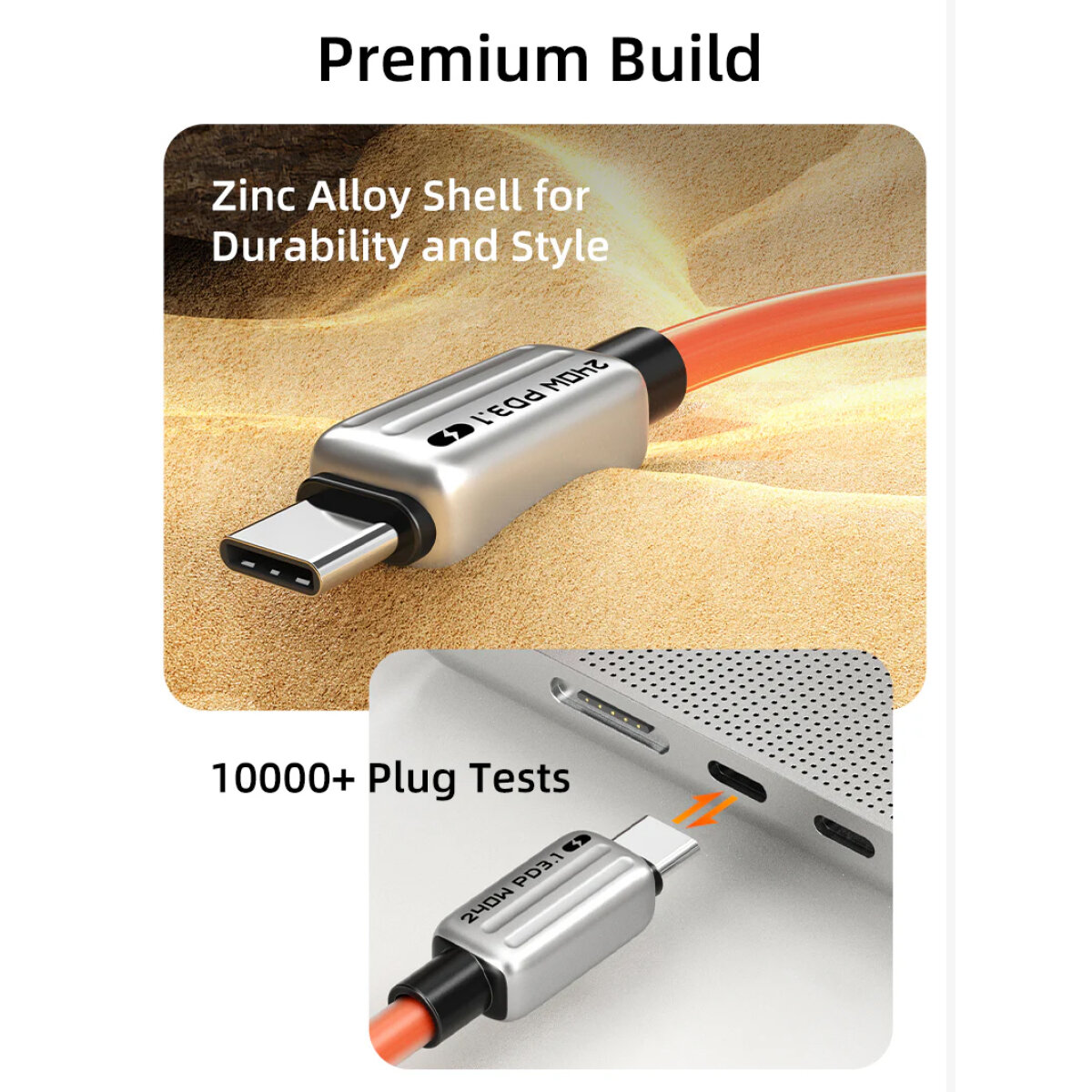 CT-CM240-ZSO2-4 CABLETIME καλώδιο USB-C CT-CM240-ZSO2, 240W, 480Mbps, 2m, πορτοκαλί - Image 5