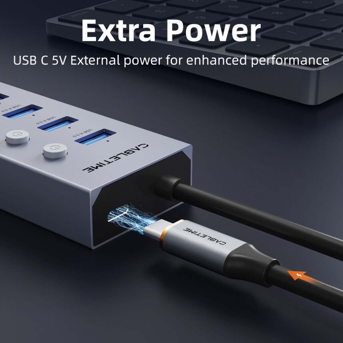 CT-HUBU7-AG-6 CABLETIME USB hub CT-HUBU7-AG, 7x θυρών, 5Gbps, USB σύνδεση, 1m, γκρι - Image 8
