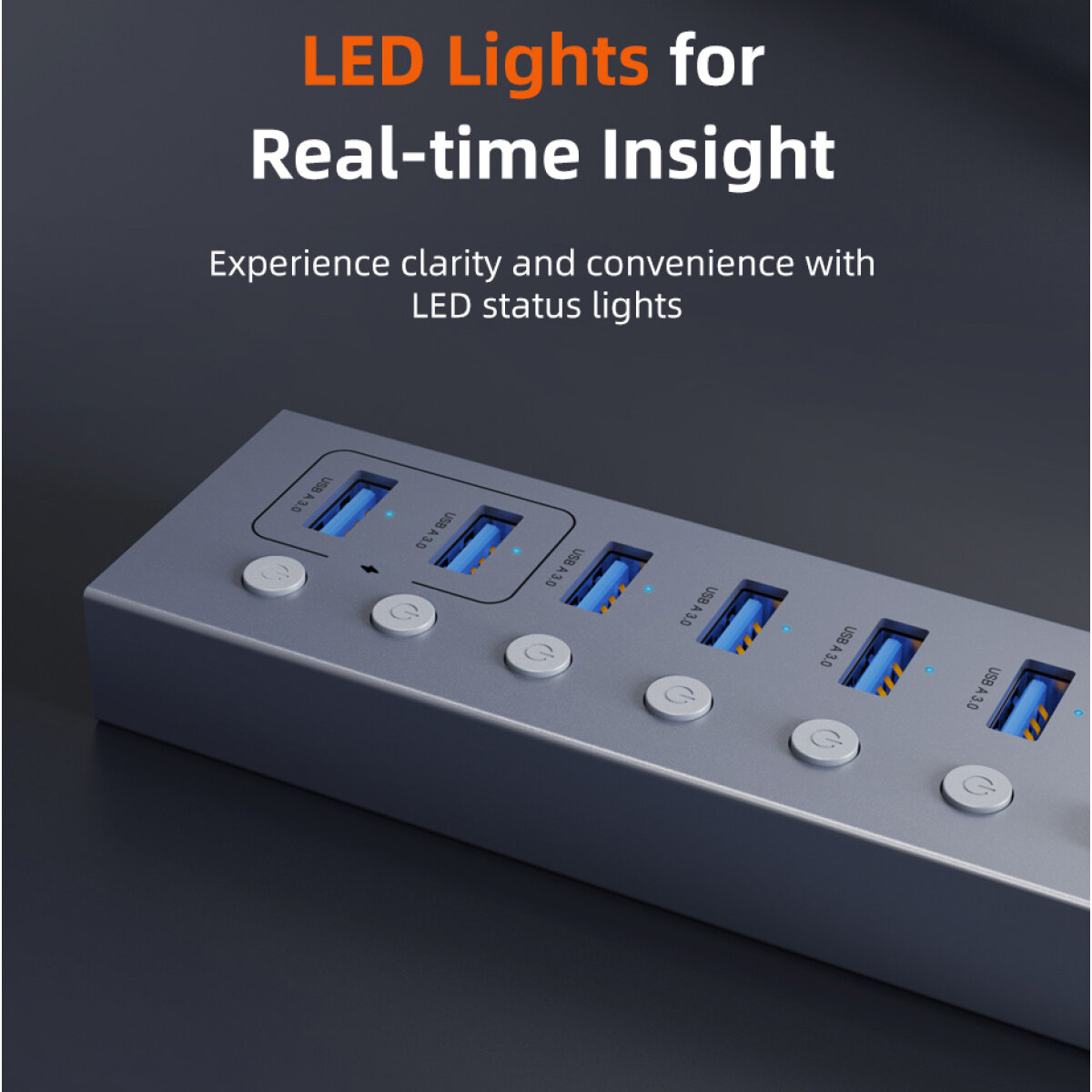 CT-HUBU7-AG-7 CABLETIME USB hub CT-HUBU7-AG, 7x θυρών, 5Gbps, USB σύνδεση, 1m, γκρι - Image 9