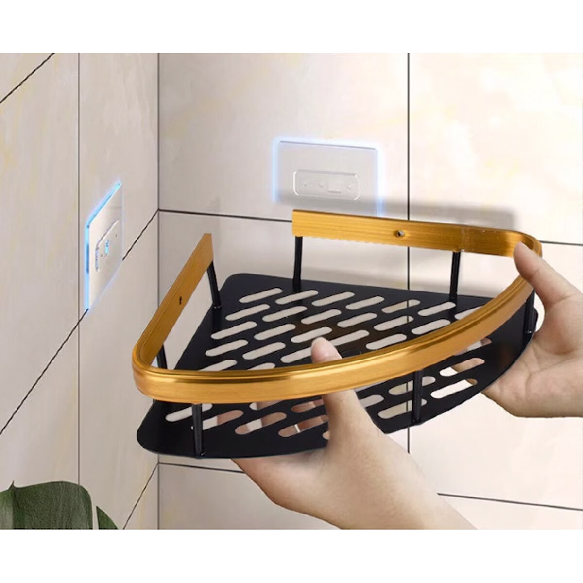 HOME USE γωνιακό ράφι τοίχου HUH-0157, αλουμινίου, 28x5.5x21cm, χρυσό - Image 3