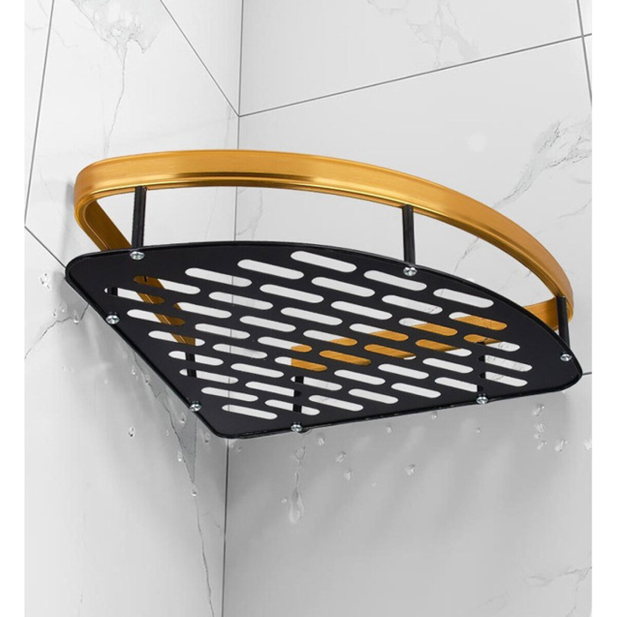 HOME USE γωνιακό ράφι τοίχου HUH-0157, αλουμινίου, 28x5.5x21cm, χρυσό - Image 4