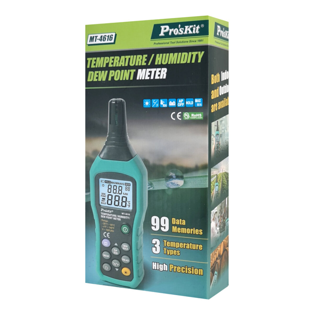 PROSKIT ψηφιακό θερμόμετρο & υγρασιόμετρο MT-4616, -20~60 °C, 0~100% RH - Image 2