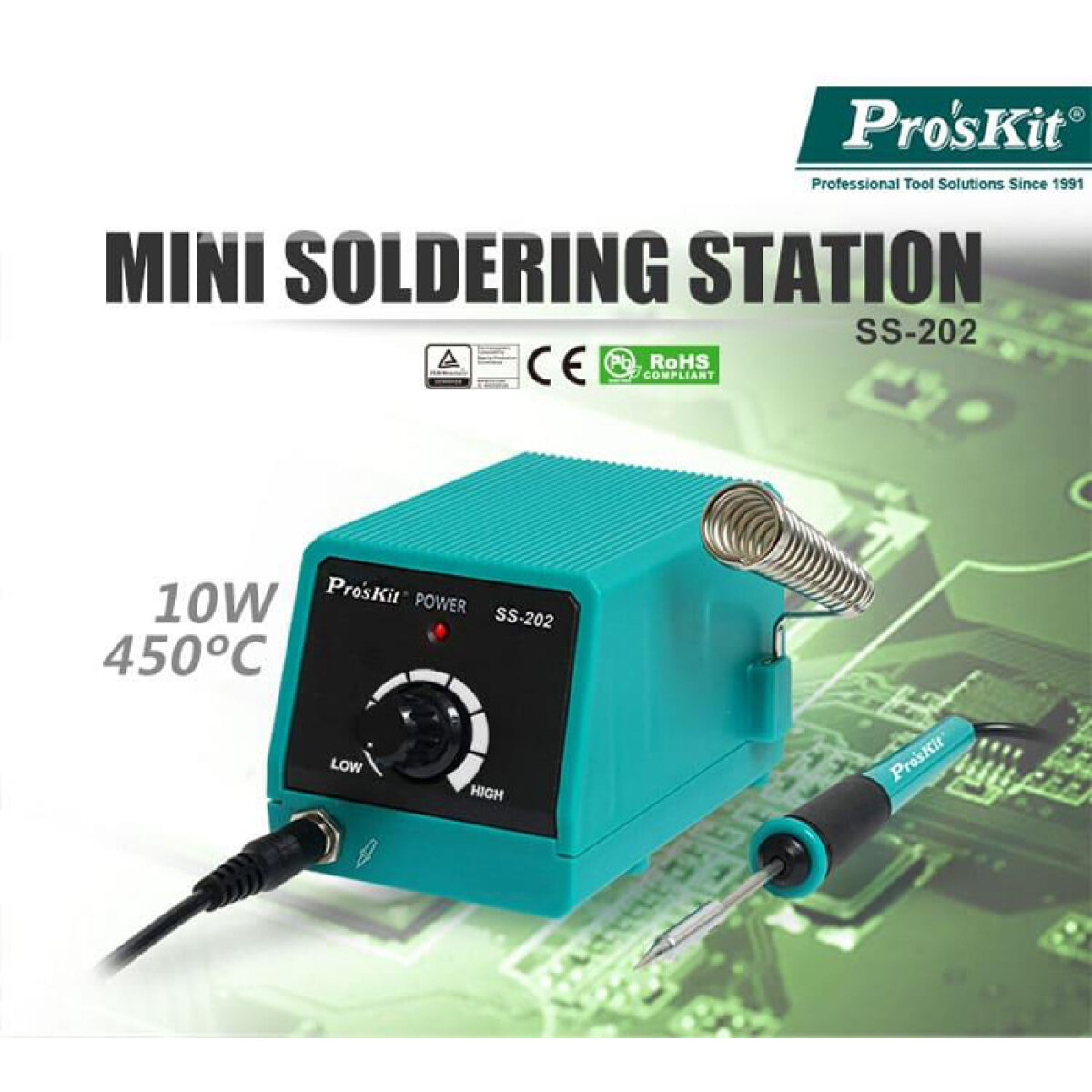 SS-202F-1 PROSKIT μίνι σταθμός συγκόλλησης SS-202F με κολλητήρι, 10W, 100~450 °C - Image 2