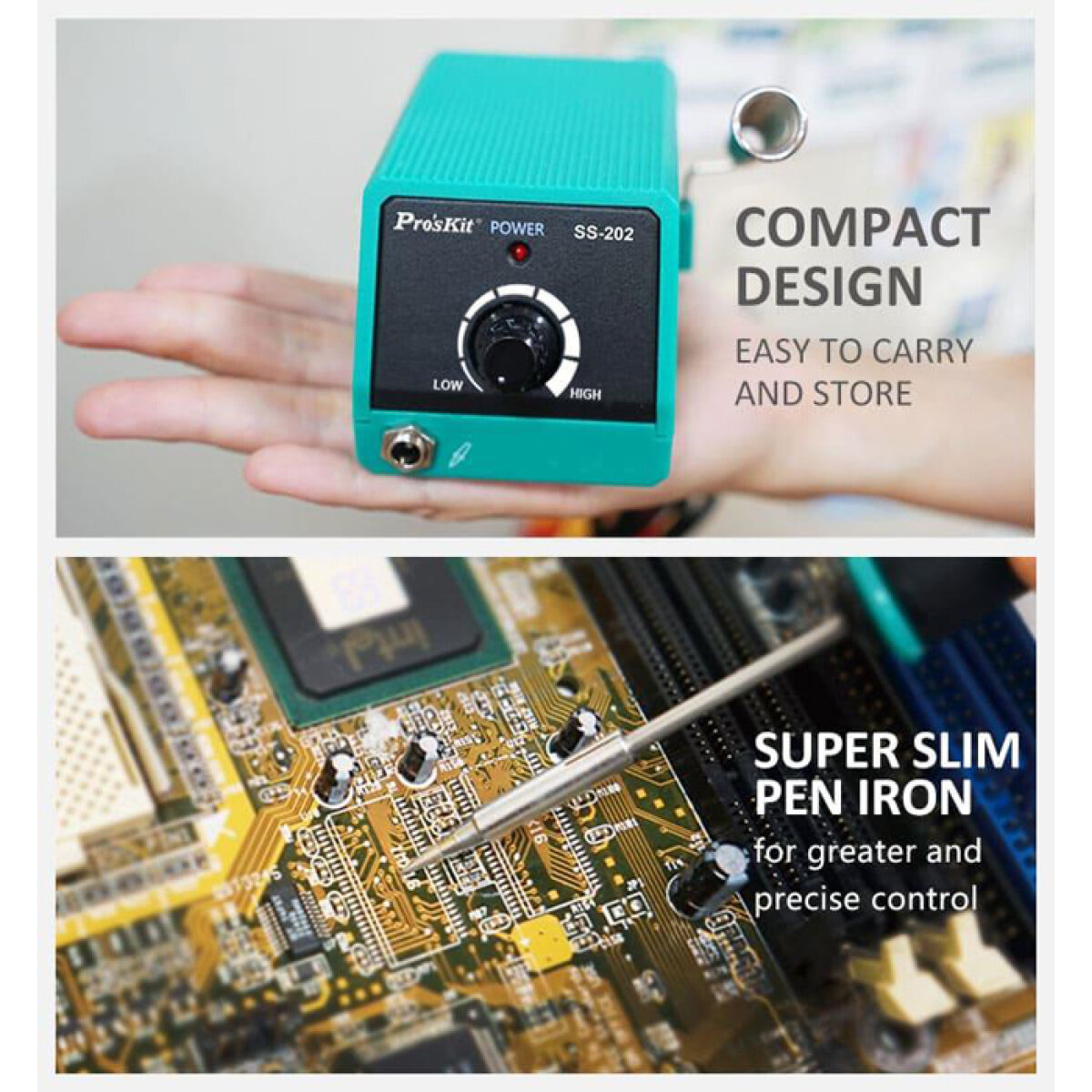 SS-202F-3 PROSKIT μίνι σταθμός συγκόλλησης SS-202F με κολλητήρι, 10W, 100~450 °C - Image 4