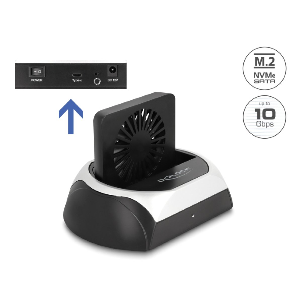 DELOCK docking station για M.2 NVMe/SATA ή 2.5"/3.5" SSD/HDD 64280, 10Gbps, μαύρο - Image 6