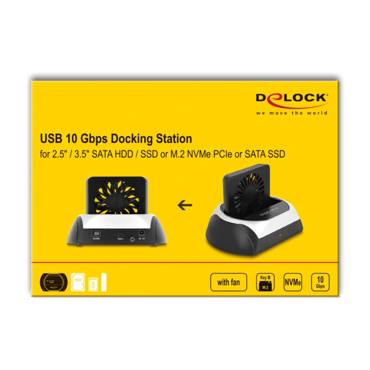 64280-7 DELOCK docking station για M.2 NVMe/SATA ή 2.5"/3.5" SSD/HDD 64280, 10Gbps, μαύρο - Image 8