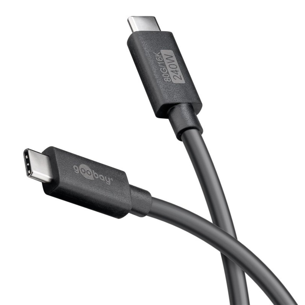 74376 GOOBAY καλώδιο USB-C 74376, USB4, 240W, 80Gbps, 16K/60Hz, 1.2m, μαύρο - Image 1