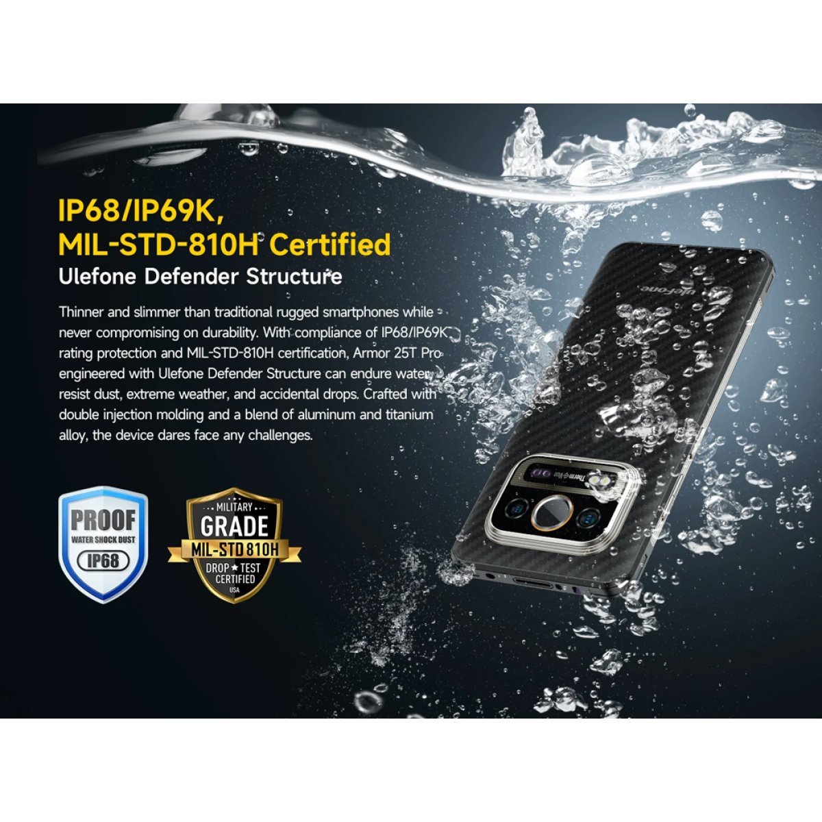 ULEFONE smartphone Armor 25T Pro, 6.78", 6/256GB, 5G, 6500mAh, IP68/IP69K, μαύρο - Image 10