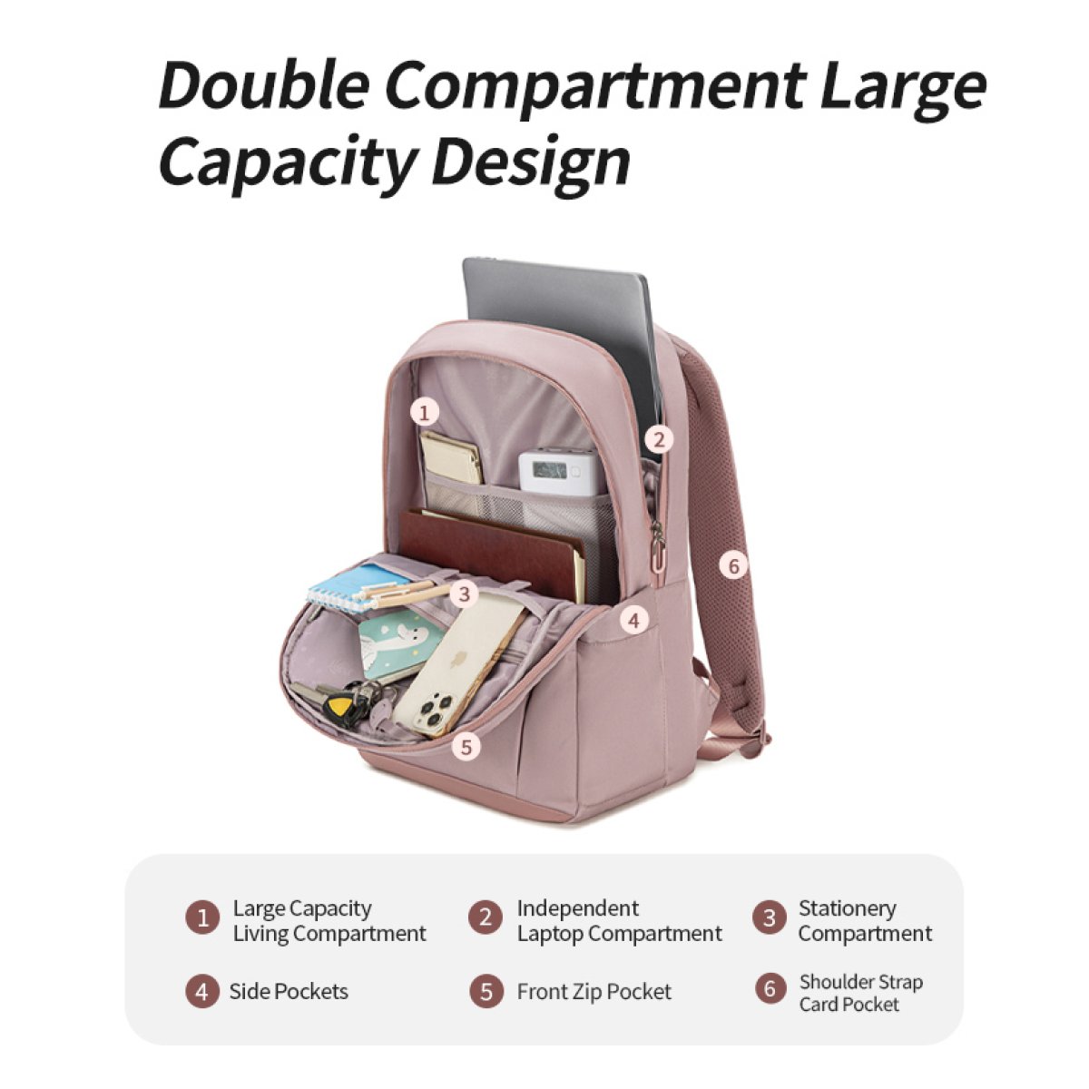 CHANTRIA γυναικεία τσάντα πλάτης CB00638 με θήκη laptop 15.6", 20.2L, χακί - Image 3