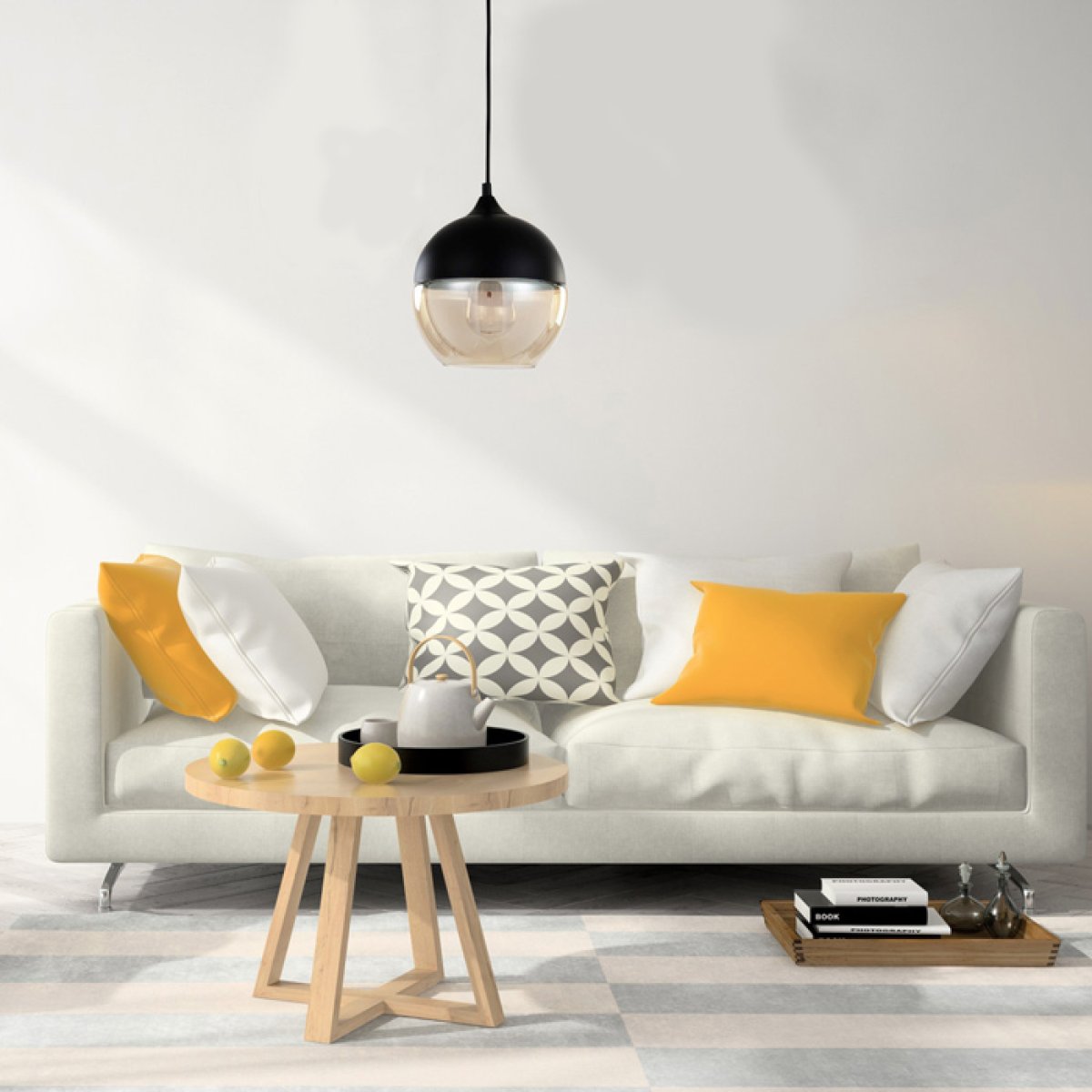 HLL-0028-1 POWERTECH φωτιστικό οροφής HLL-0028, E27, 20x20cm, γυάλινο, μαύρο - Image 2