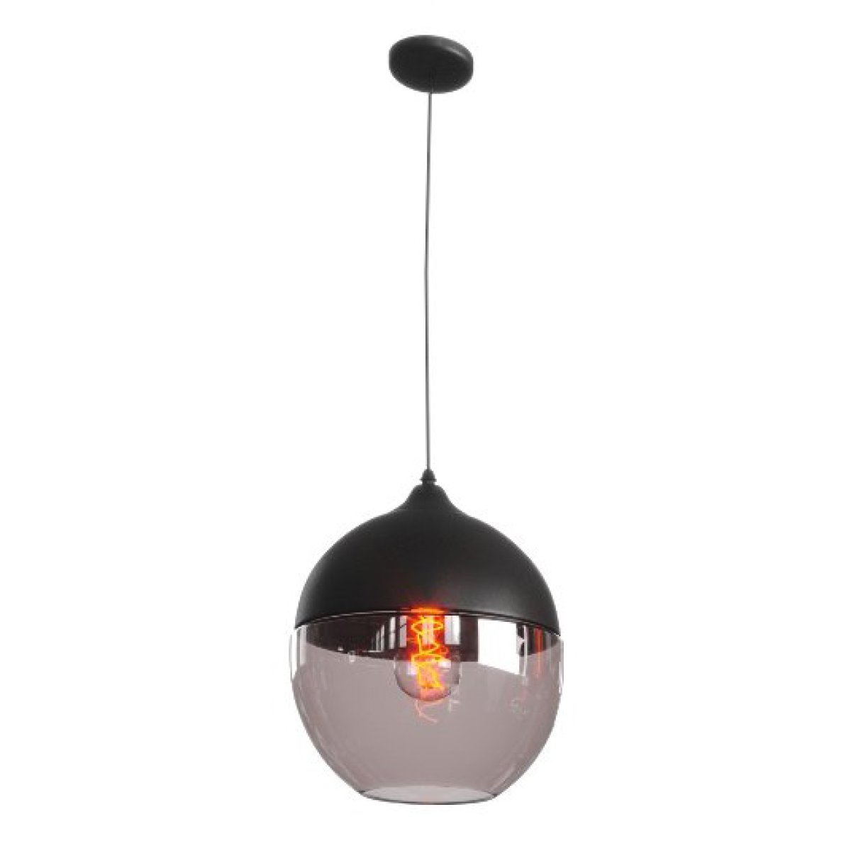 HLL-0028 POWERTECH φωτιστικό οροφής HLL-0028, E27, 20x20cm, γυάλινο, μαύρο - Image 1