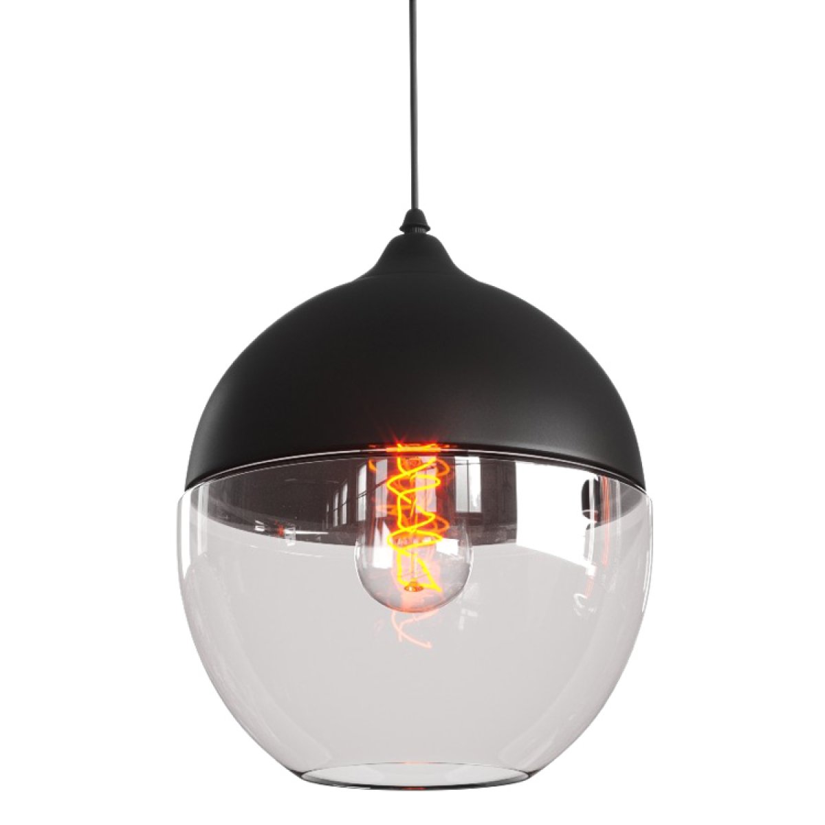 HLL-0028-2 POWERTECH φωτιστικό οροφής HLL-0028, E27, 20x20cm, γυάλινο, μαύρο - Image 3