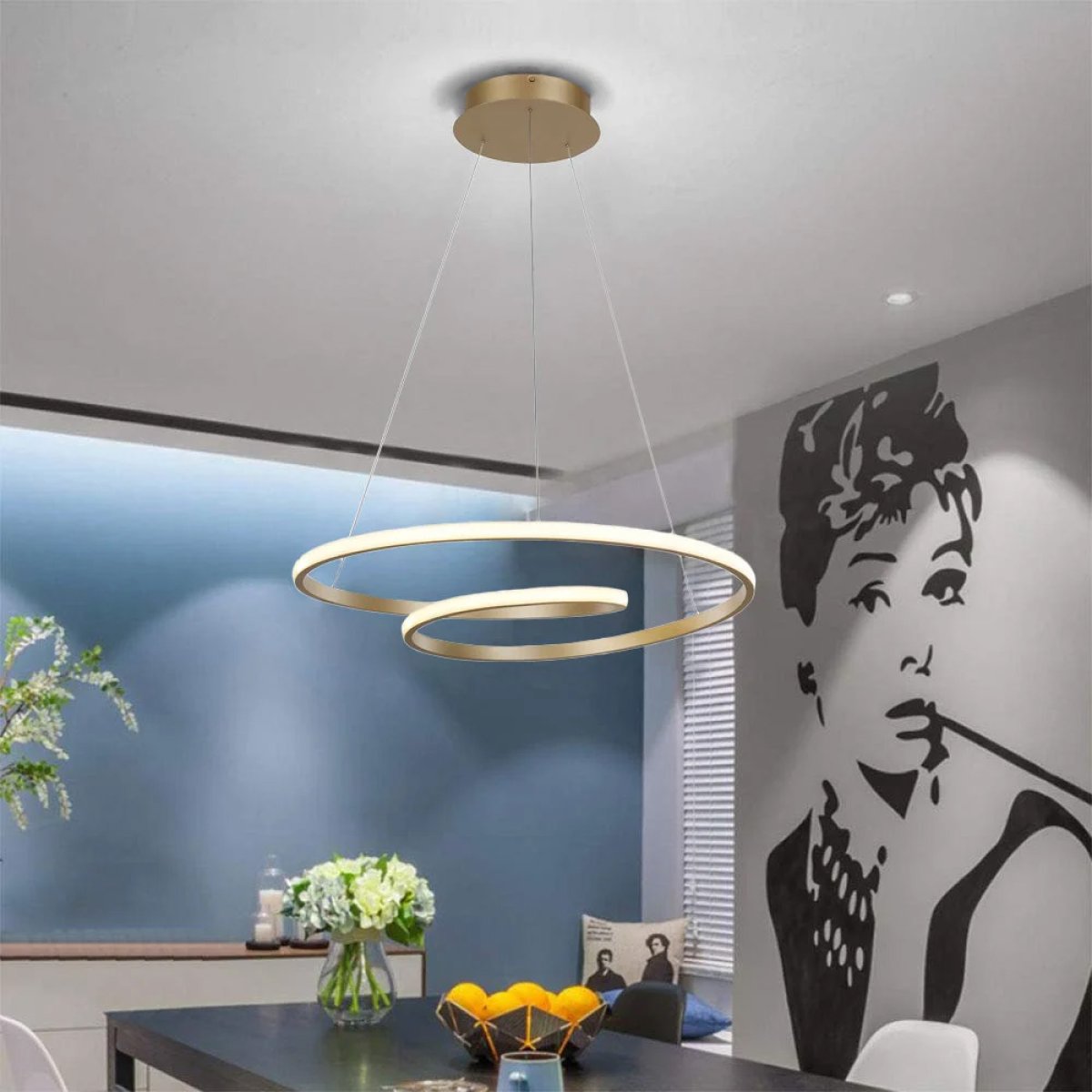 HLL-0155-4 POWERTECH LED φωτιστικό οροφής HLL-0155, 25W, 4000K, Φ40cm, 1m, χρυσό - Image 2
