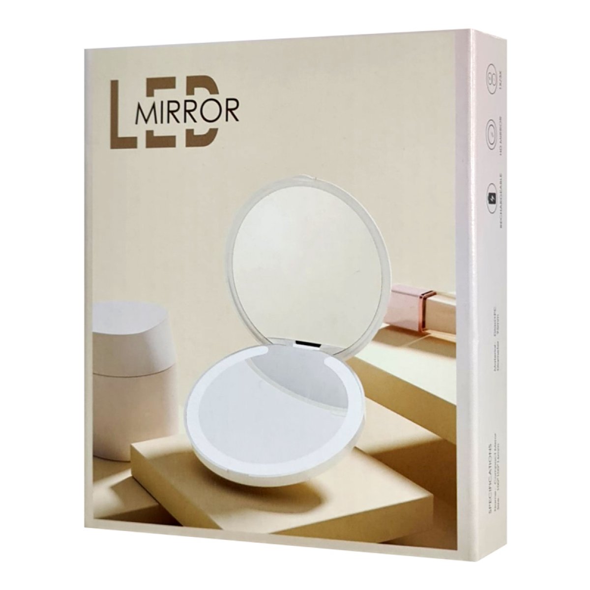 HOME USE καθρέφτης χειρός HUH-0184 με LED φως, 1x/3x zoom 180mAh, λευκός - Image 7