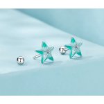 BAMOER σκουλαρίκια καρφωτά SCE1747 σε σχήμα κοχύλι, ασήμι 925, βεραμάν - Image 3