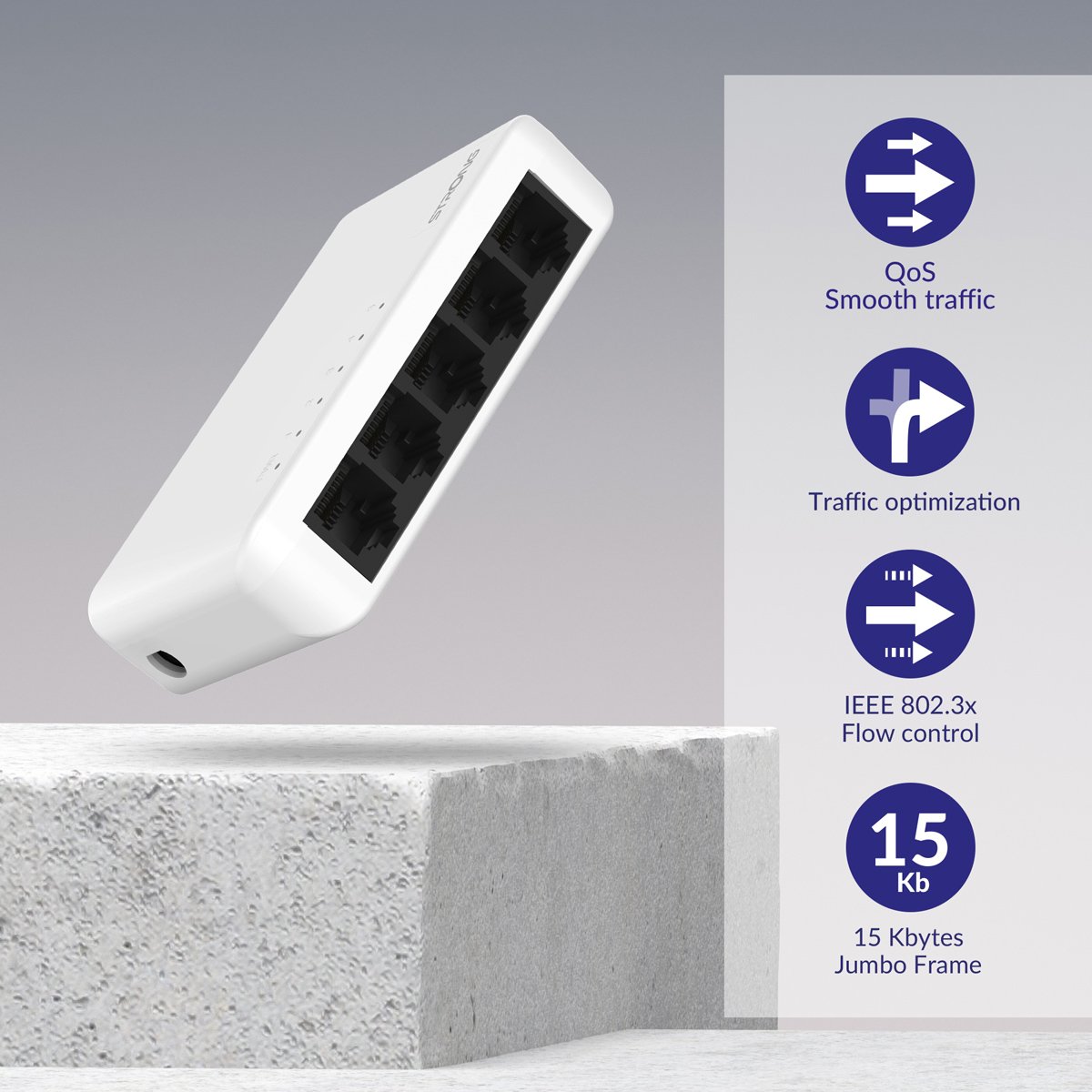 SW5000P-3 STRONG switch SW5000P, 5x Gigabit θύρες, 1000Mbps - Image 4