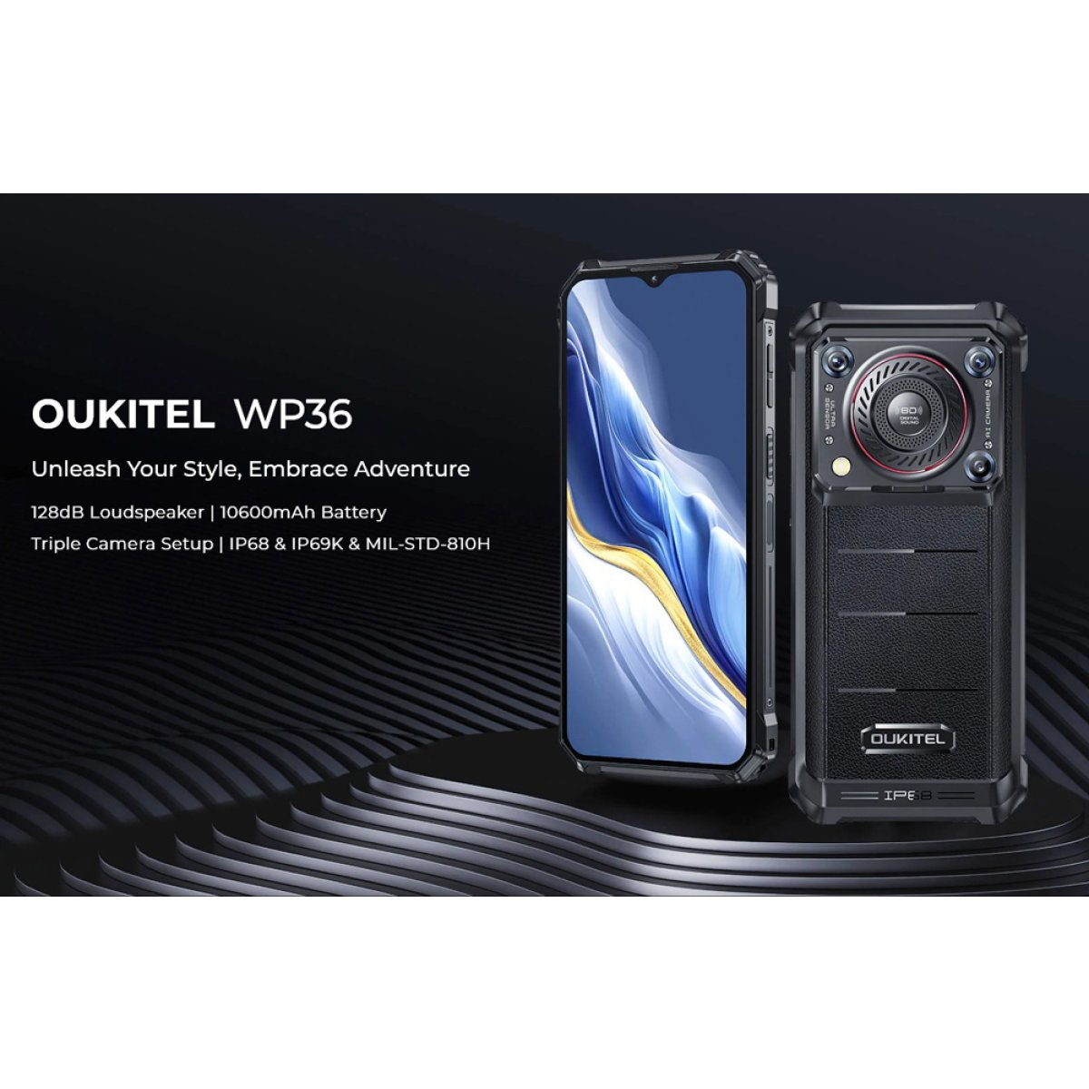 WP36-BK-1 OUKITEL smartphone WP36 με ηχείο 3.5W, 6.52", 8/128GB, 10600mAh, IP68/IP69K, μαύρο - Image 2