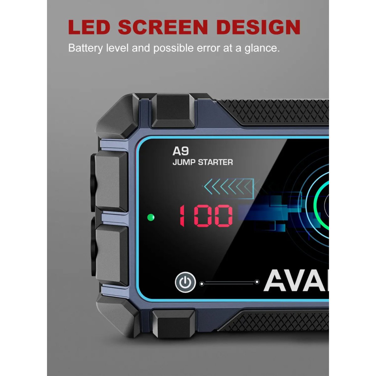 AVP-A9PRO-2 AVAPOW εκκινητής μπαταρίας αυτοκινήτου A9 Pro με φακό, 12V/2500A, 16000mAh - Image 3