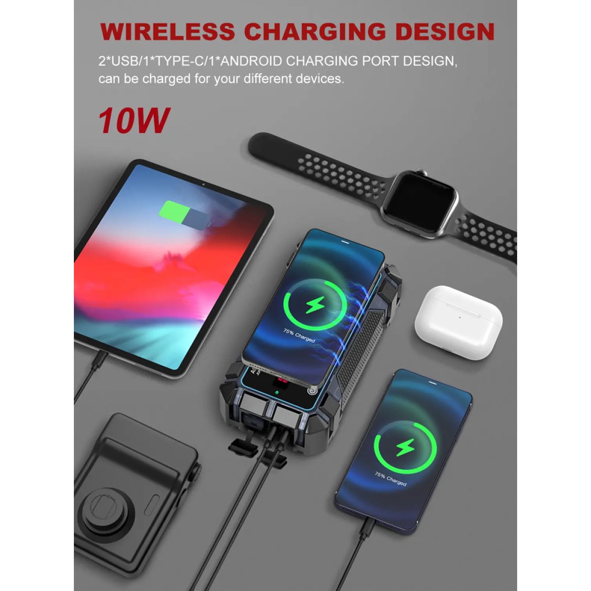 AVP-A9PRO-3 AVAPOW εκκινητής μπαταρίας αυτοκινήτου A9 Pro με φακό, 12V/2500A, 16000mAh - Image 4