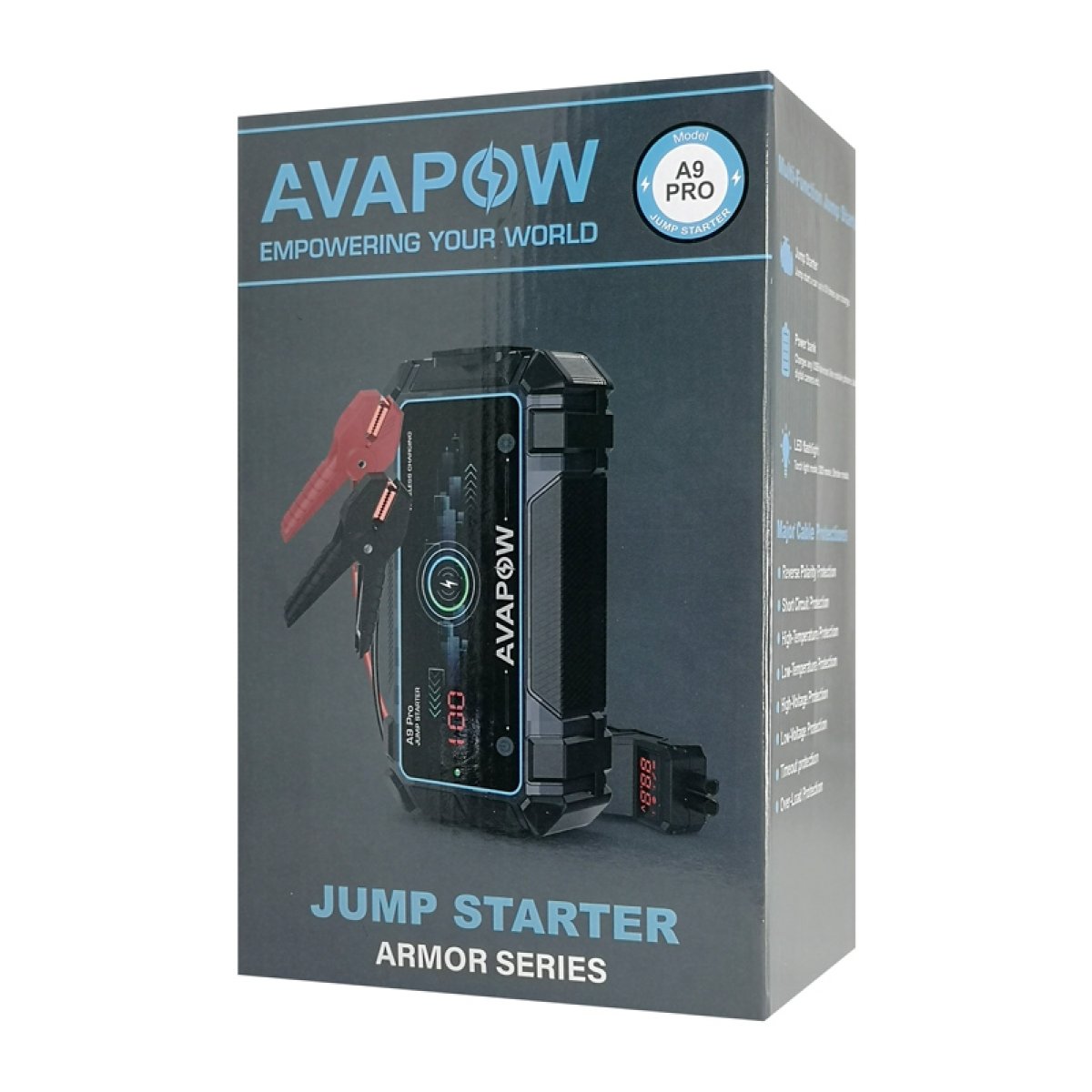 AVP-A9PRO-6 AVAPOW εκκινητής μπαταρίας αυτοκινήτου A9 Pro με φακό, 12V/2500A, 16000mAh - Image 7