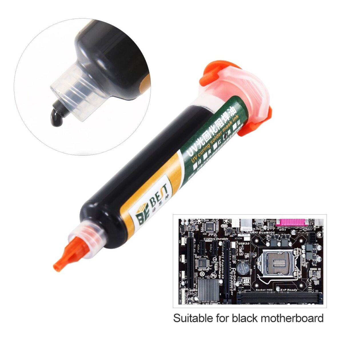 CREATOR: gd-jpeg v1.0 (using IJG JPEG v62), quality = 100 BEST PCB Repairing UV Solder mask ink BST-UVH900, 10cc, μαύρο - Image 2