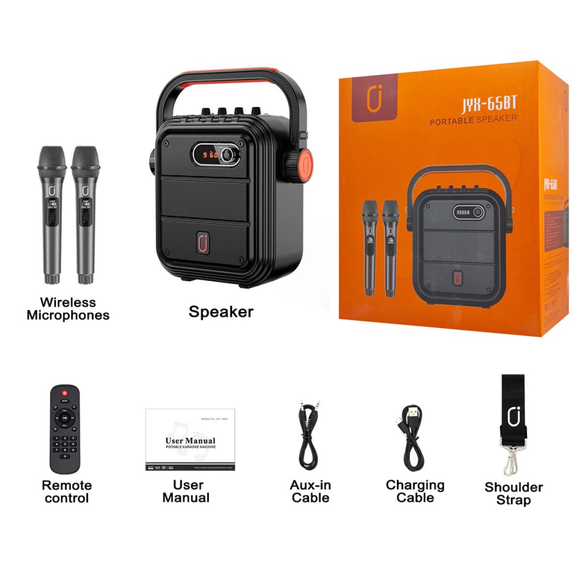 JYX φορητό ηχείο 65BT με 2x μικρόφωνα & ασύρματο χειριστήριο, 30W, 4400mah, μαύρο - Image 11