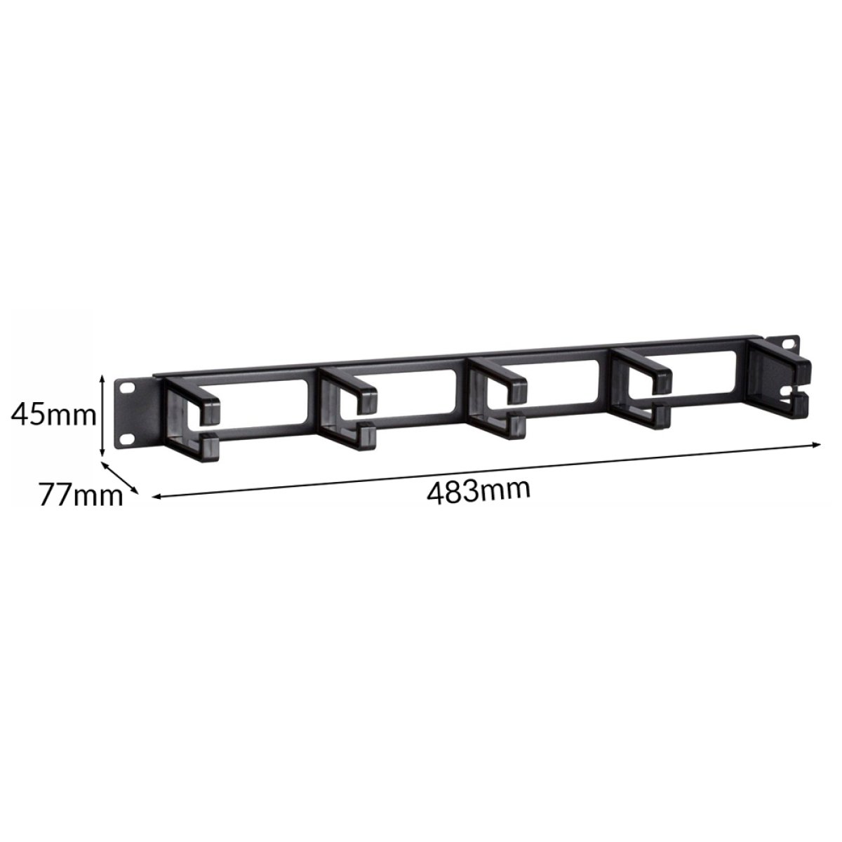 NETW-0031-1 POWERTECH cable management NETW-0031 για rack 19"/1U, 5x γάντζοι, μαύρο - Image 2