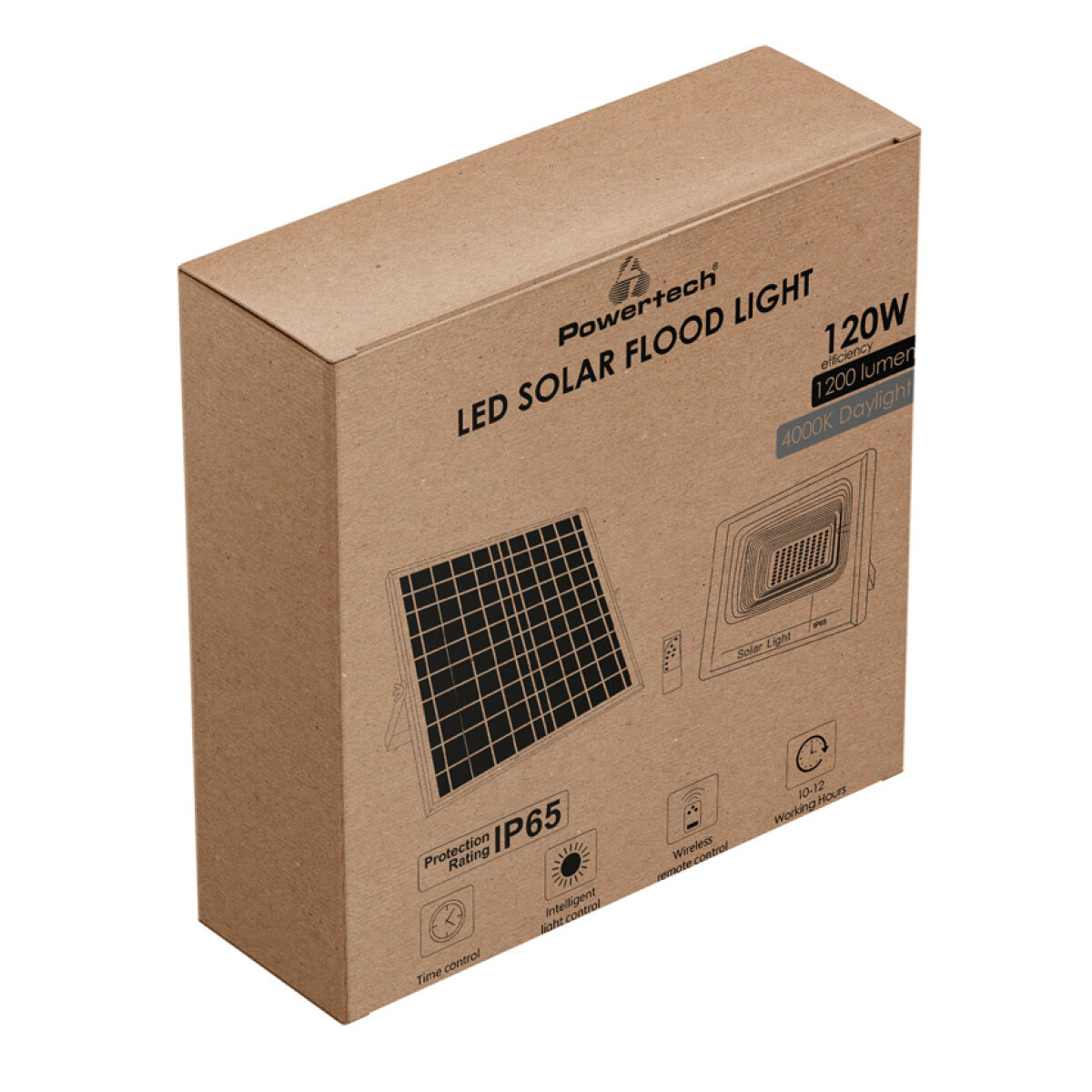 PT-1268-3 POWERTECH LED ηλιακός προβολέας PT-1268, 120W, 4000K, 1200lm, 15000mA, IP65 - Image 4