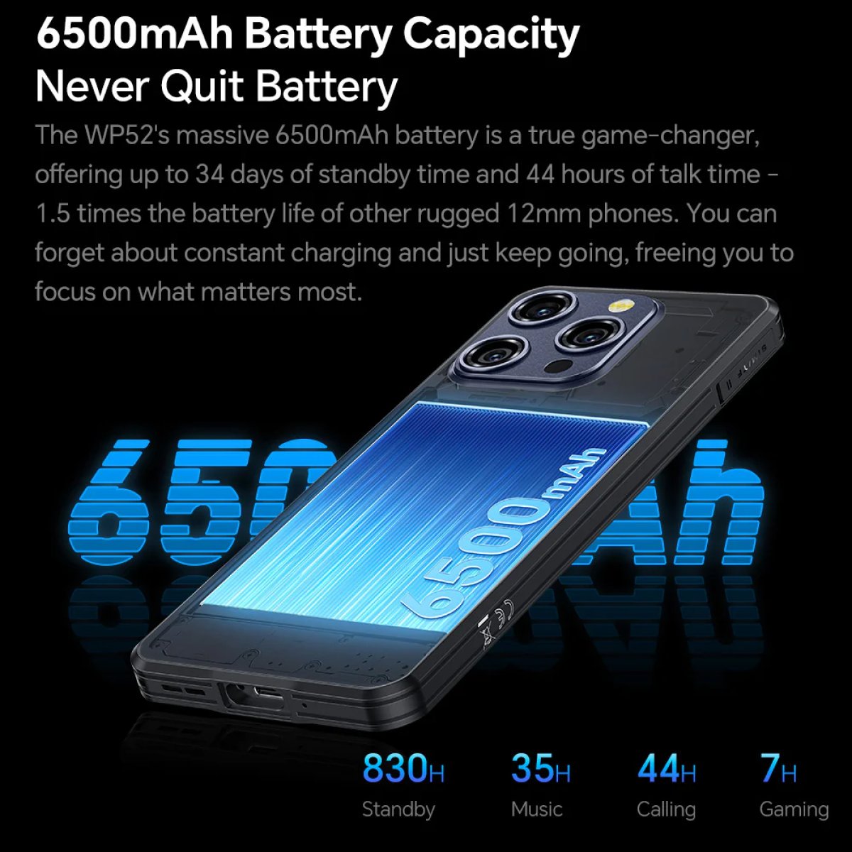 WP52-BK-4 OUKITEL smartphone WP52, 6.6", 4/256GB, 5G, 6500mAh, IP68/IP69K, μαύρο - Image 8