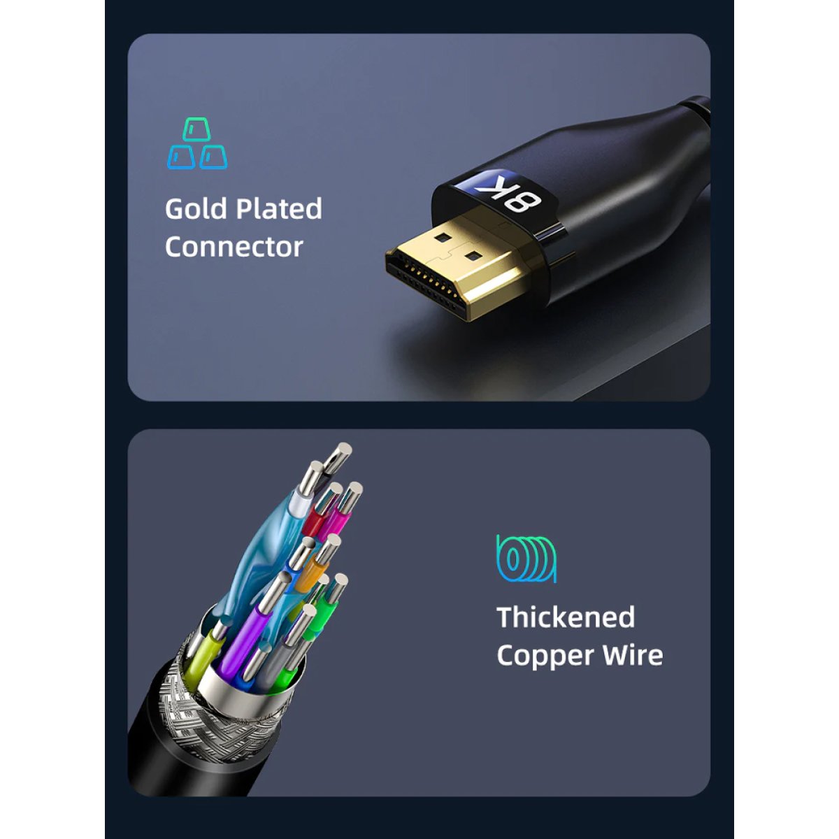 CT-HM8K-PB3-4 CABLETIME καλώδιο HDMI 2.1 CT-HM8K με Ethernet, 8K/60Hz, 48 Gbps, 3m, μαύρο - Image 5