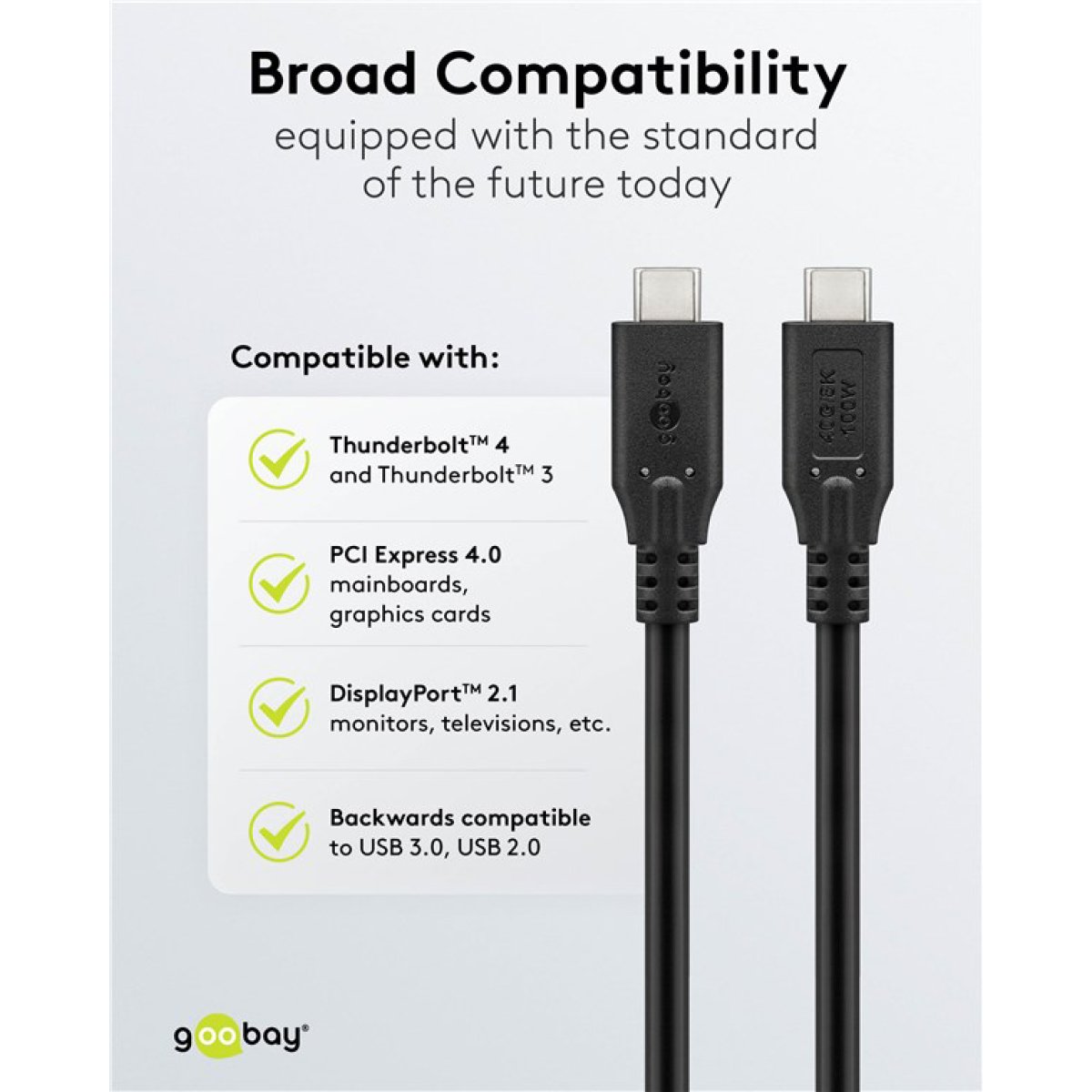 74193-6 GOOBAY καλώδιο USB-C 74193, USB4, 100W, 40Gbps, 8K/60Hz, 2m, μαύρο - Image 7