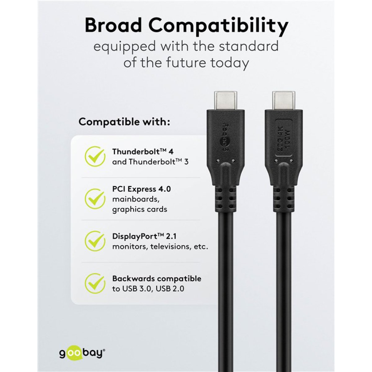GOOBAY καλώδιο USB-C 74197, USB4, 100W, 20Gbps, 4K/60Hz, 2m, μαύρο - Image 3