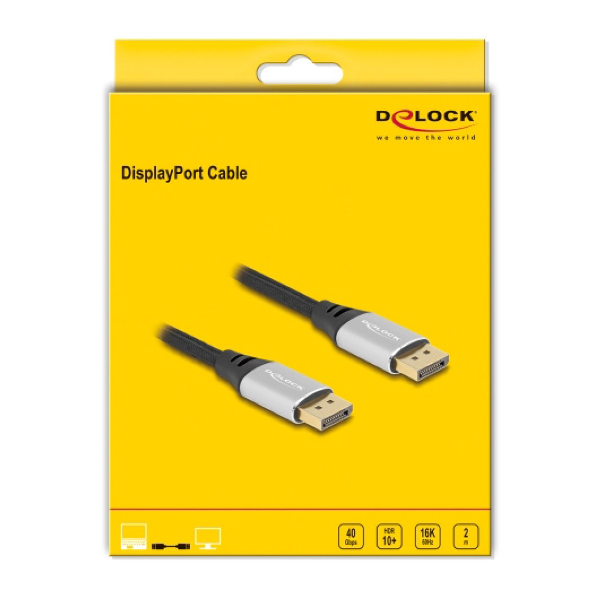 DELOCK καλώδιο DisplayPort 2.1 80634, 16K/60Hz, 40 Gbps, 2m, μαύρο - Image 3