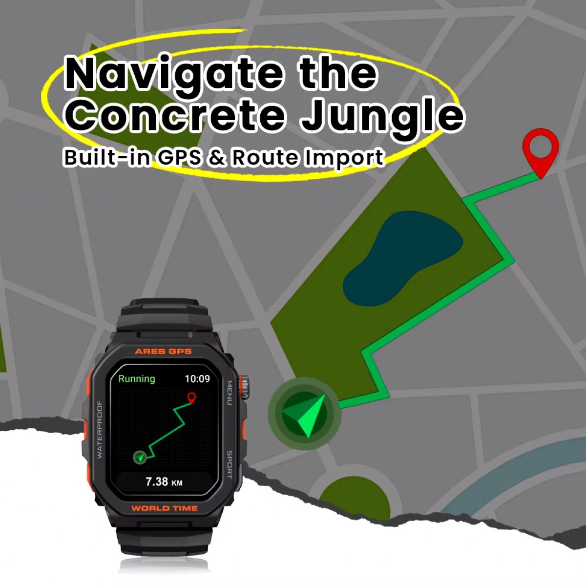 ARESGPS-BK-1 ZEBLAZE smartwatch Ares GPS, heart rate, 1.75" IPS, GPS, 3 ATM, μαύρο - Image 2