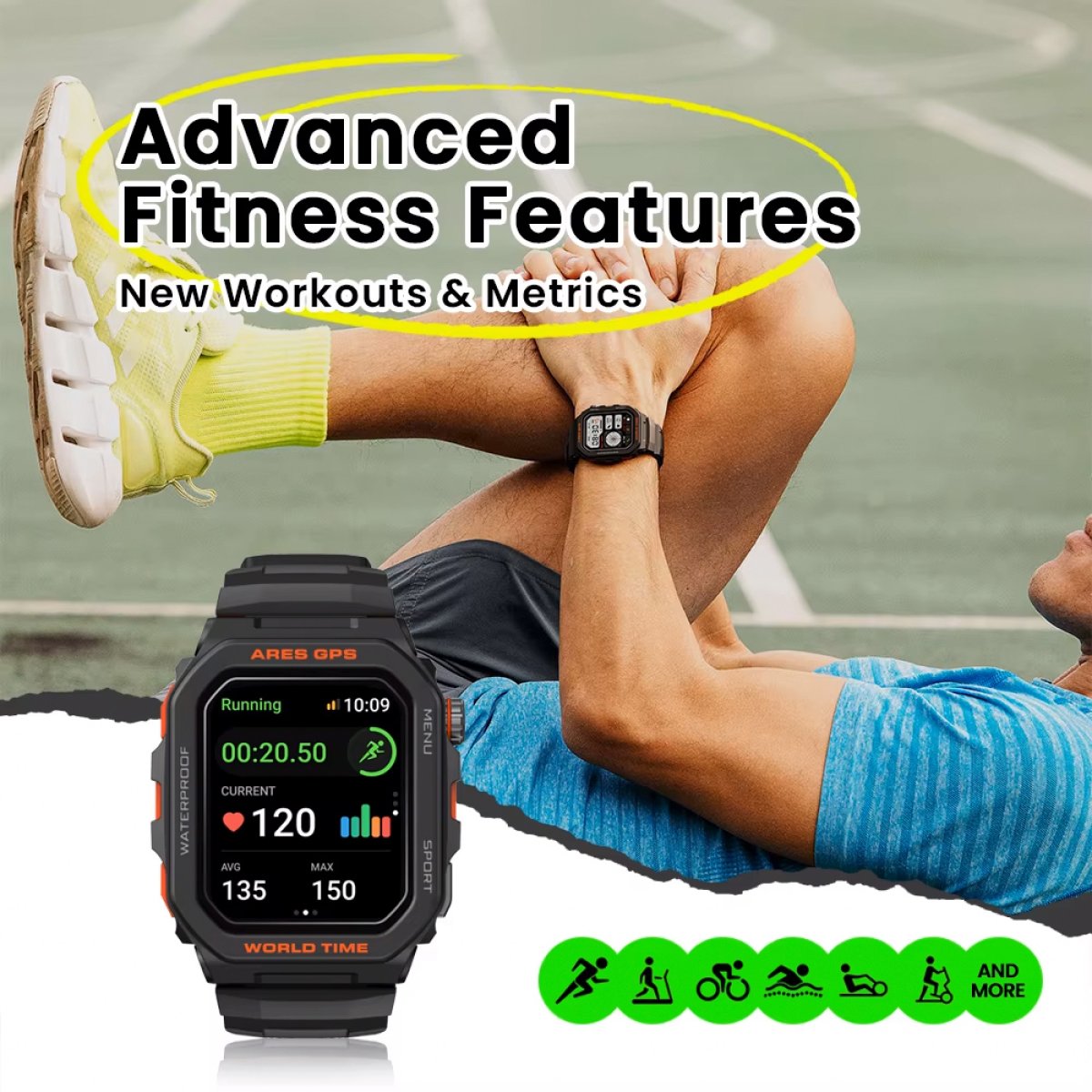ARESGPS-BK-2 ZEBLAZE smartwatch Ares GPS, heart rate, 1.75" IPS, GPS, 3 ATM, μαύρο - Image 3
