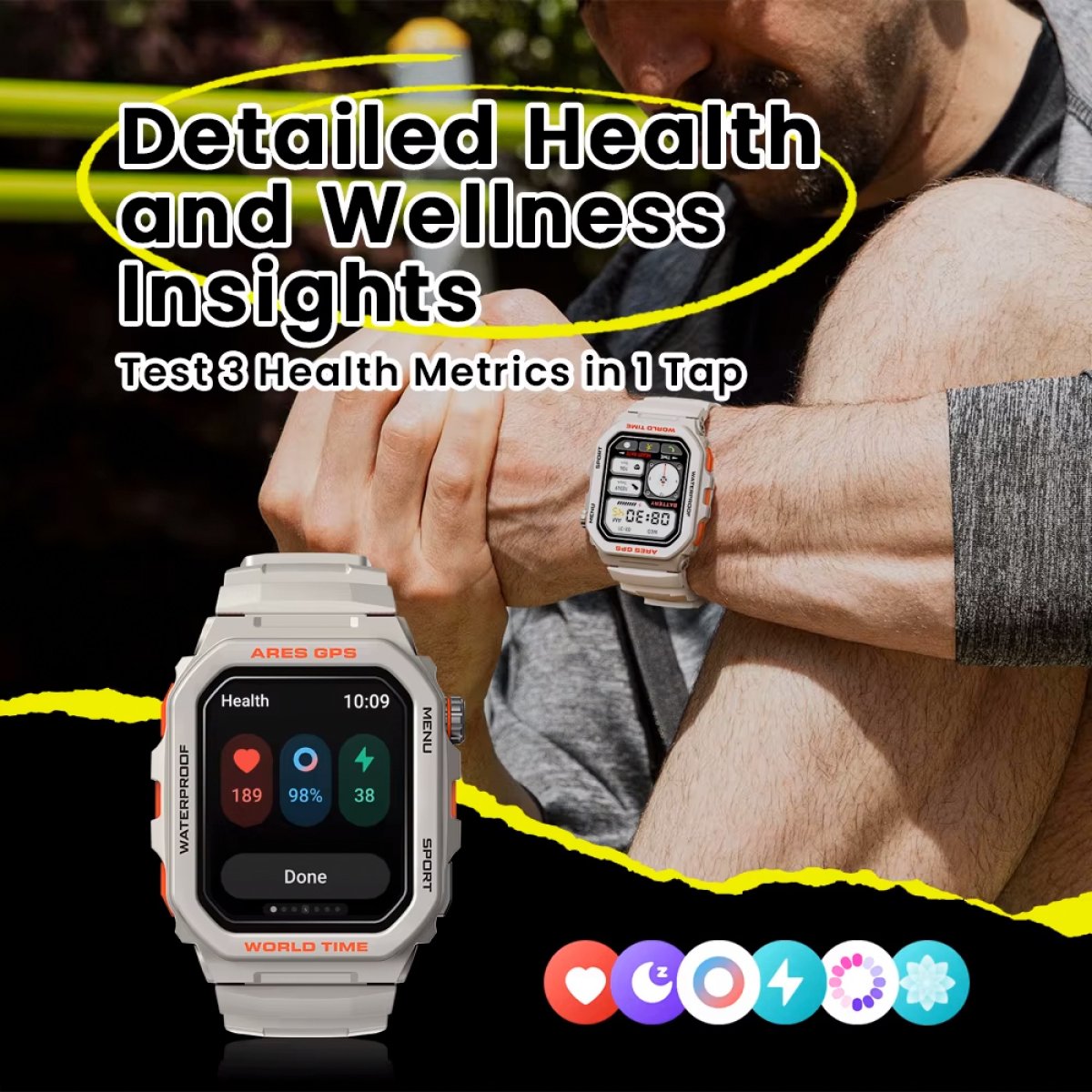 ARESGPS-BK-3 ZEBLAZE smartwatch Ares GPS, heart rate, 1.75" IPS, GPS, 3 ATM, μαύρο - Image 4