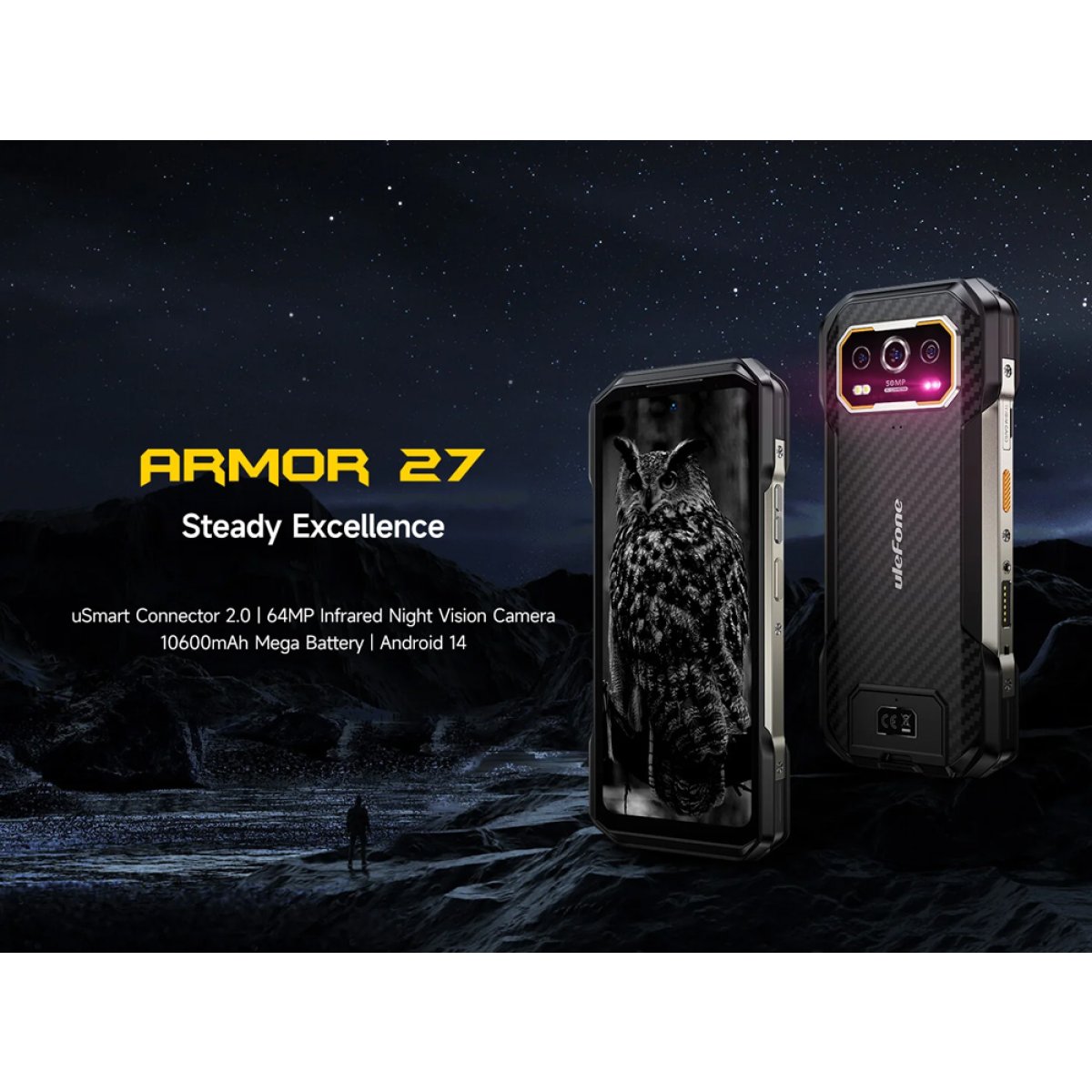 ULEFONE smartphone Armor 27, 6.78", 12/256GB, 10600mAh, IP68/IP69K, μαύρο - Image 2