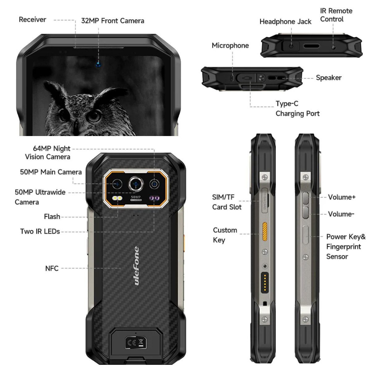 ULEFONE smartphone Armor 27, 6.78", 12/256GB, 10600mAh, IP68/IP69K, μαύρο - Image 11